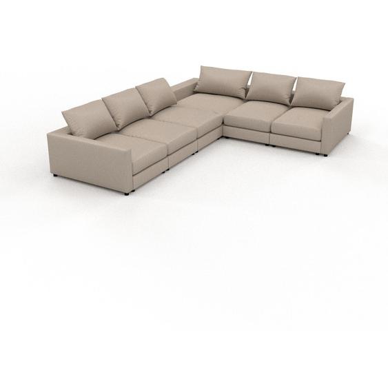 Canapé dangle - Blanc Crème, design arrondi, canapé en L ou angle, confortable avec méridienne ou coin - 294 x 56 x 372 cm, modulable
