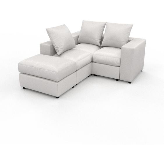 Canapé dangle - Blanc, design arrondi, canapé en L ou angle, confortable avec méridienne ou coin - 156 x 62 x 186 cm, modulable