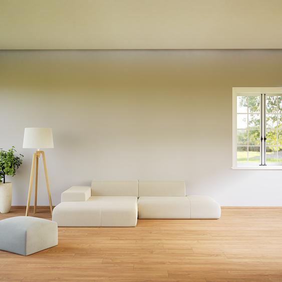 Canapé dangle - Blanc, design arrondi, canapé en L ou angle, confortable avec méridienne ou coin - 310 x 72 x 168 cm, modulable