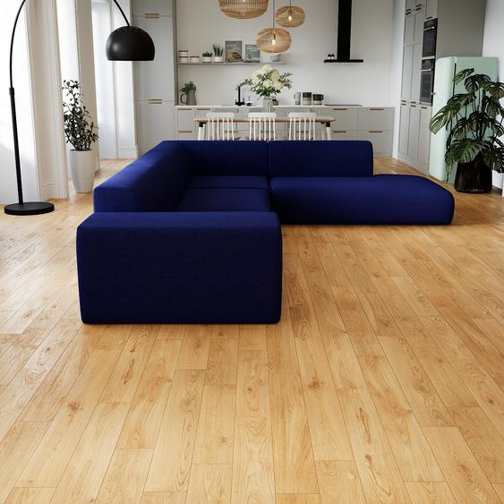 Canapé dangle - Bleu Encre, design arrondi, canapé en L ou angle, confortable avec méridienne ou coin - 267 x 72 x 353 cm, modulable