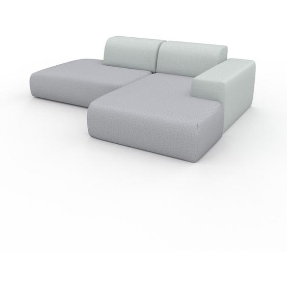Canapé dangle - Bleu glacier, design arrondi, canapé en L ou angle, confortable avec méridienne ou coin - 245 x 72 x 168 cm, modulable