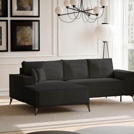 Canapé dangle capitonné OTIS avec fonction sommeil et coffre de lit 294 cm Graphite Coin capitonné côté gauche Paysage de salon canapé-lit moderne canapé dangle indépendant Canapé 144x244 cm Monolith 97