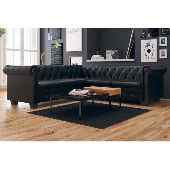 Canapé dangle Chesterfield 5 places Cuir synthétique Noir