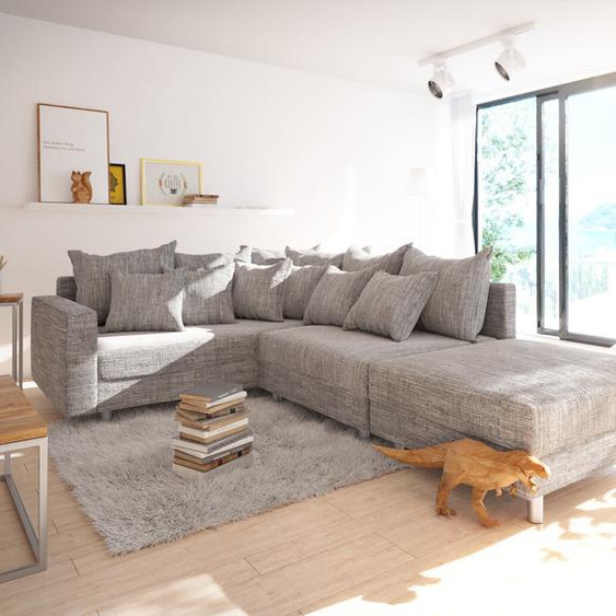 Canapé dangle Clovis tabouret en tissu structuré gris clair accoudoir ottoman gauche canapé modulaire, Design Canapés dangle, Couch Loft, Modulsofa, modular