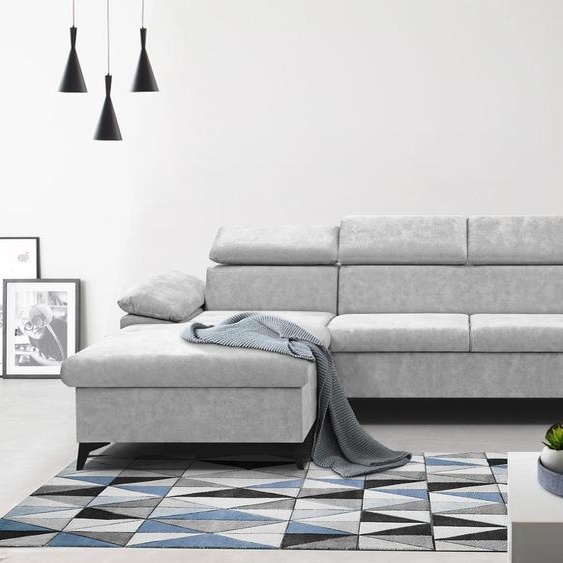 Canapé dangle Colin pour le salon, pieds en métal noirCaisson dangle rembourré avec fonction de couchage (tissu : sally 07 - argent, ottoman : gauche)