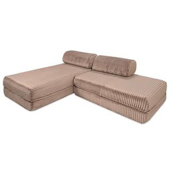 Canapé dangle convertible 5 places - Velours côtelé XL - Taupe