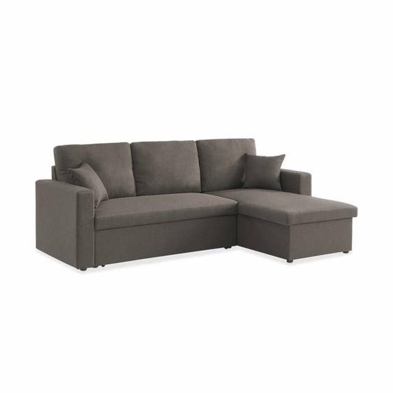 Canapé dangle convertible en tissu marron - IDA - 3 places. fauteuil dangle réversible coffre rangement lit modulable