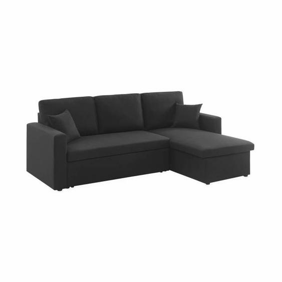 Canapé dangle convertible en tissu noir - IDA - 3 places. fauteuil dangle réversible coffre rangement lit modulable