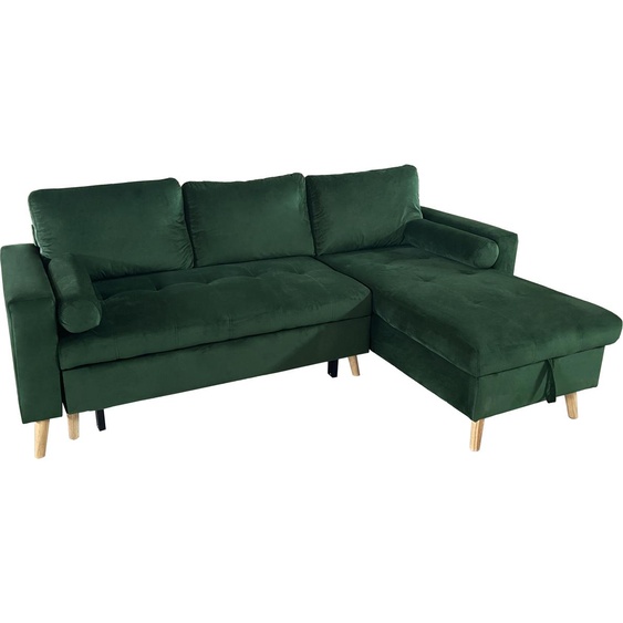 Canapé dangle convertible JAMES 3 places en velours vert