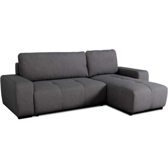 Canapé dangle convertible réversible - 3 places - SIERRA - Avec coffre - Tissu Anthracite - 160 x 82 x 243 cm