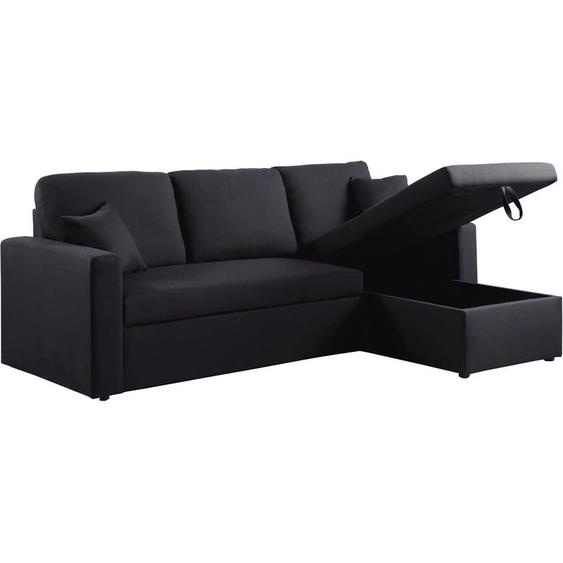 Canapé dangle convertible/ réversible Alain - 221 x 145 x 85 cm - 3 places - Noir