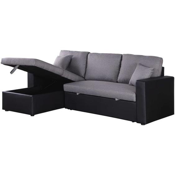 Canapé dangle convertible/ réversible avec coffre Alain - 3 places - Gris / Noir
