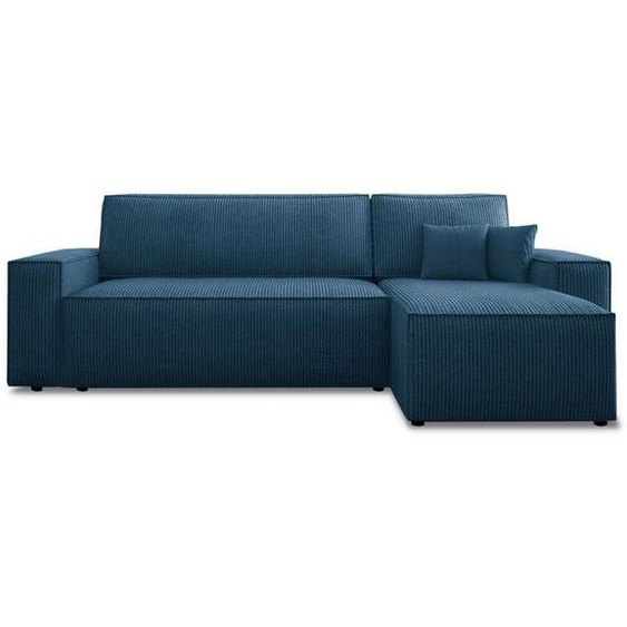Canapé dangle convertible réversible Lorenzo en velours côtelé Bleu