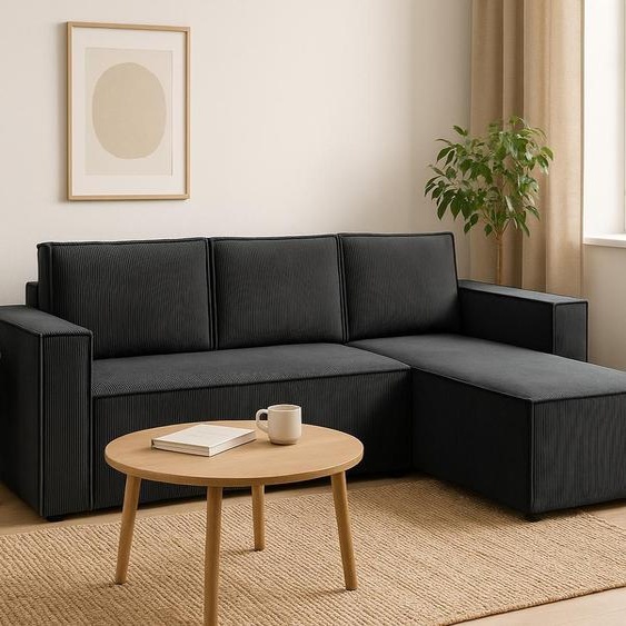 Canapé dangle CORDA GRAU GUTTO en velours côtelé avec fonction sommeil - Design moderne dans des couleurs tendance