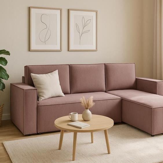 Canapé dangle CORDA ROSA de GUTTO en velours côtelé avec fonction sommeil - Design moderne dans des couleurs tendance