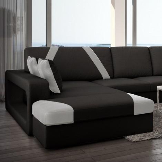 Canapé dangle design cuir panoramique - Utena - Noir 902 / Lise