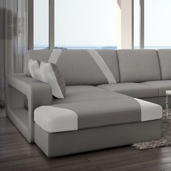 Canapé dangle design cuir panoramique - Utena - Gris clair 903