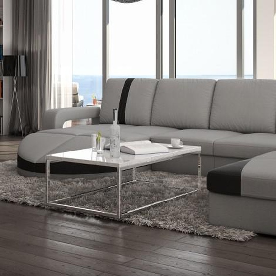 Canapé dangle design cuir panoramique - Utena - Gris clair 903
