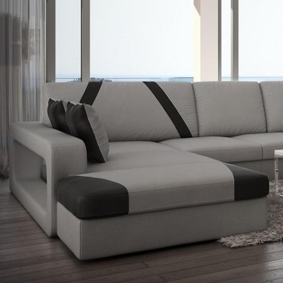Canapé dangle design cuir panoramique - Utena - Gris clair 903