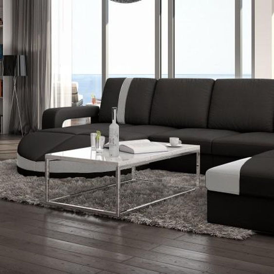 Canapé dangle design cuir panoramique - Utena - Noir 902 / Lise
