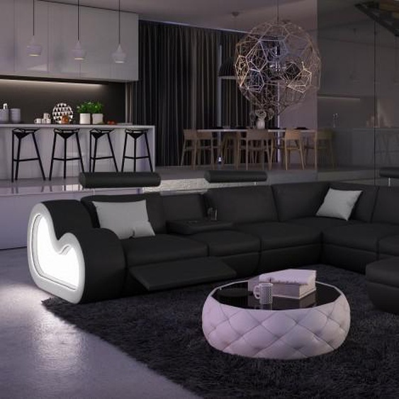 Canapé dangle en cuir XXL lumineux - Atco - Noir 902 / Côtés
