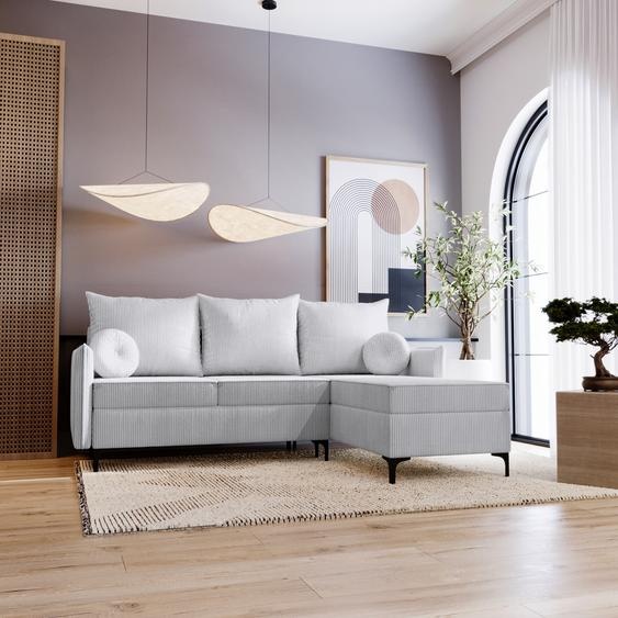 Canapé dangle en L Lion - Canapé de salon avec fonction sommeil & coffre de lit - Droite - Gris & Poso 110