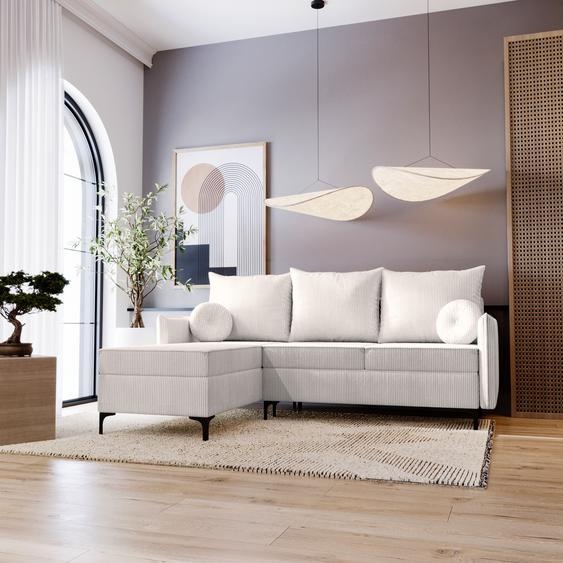 Canapé dangle en L Lion - Canapé de salon avec fonction sommeil & coffre de lit - Gauche - Beige & Poso 100