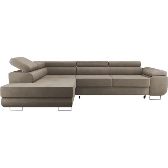 Canapé dangle Fidel avec fonction sommeil - Canapé avec coffre de rangement, Canapé dangle, Forme L, Ottomane gauche, Beige