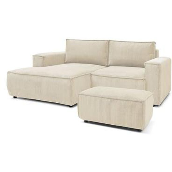 Canapé dangle fixe compact NIHAD velours côtelé avec pouf