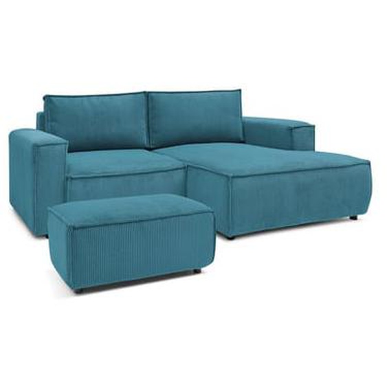Canapé dangle fixe compact NIHAD velours côtelé avec pouf