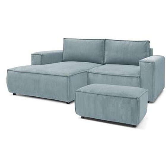 Canapé dangle fixe compact NIHAD velours côtelé avec pouf