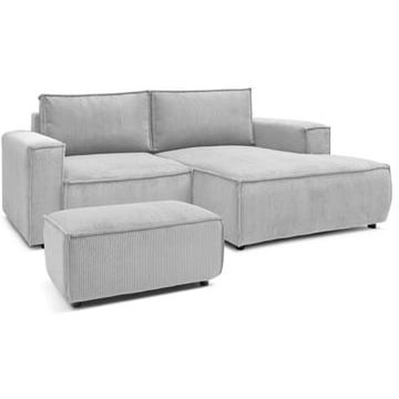 Canapé dangle fixe compact NIHAD velours côtelé avec pouf