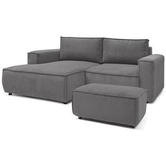 Canapé dangle fixe compact NIHAD velours côtelé avec pouf