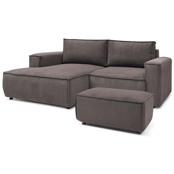 Canapé dangle fixe compact NIHAD velours côtelé avec pouf