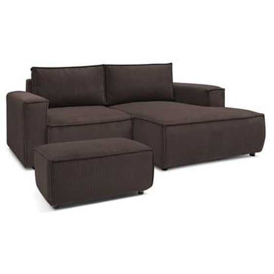 Canapé dangle fixe compact NIHAD velours côtelé avec pouf