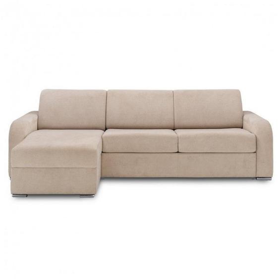 Canapé dangle fixe réversible 275 cm SOFIA méridienne coffre accoudoirs arrondis antara beige