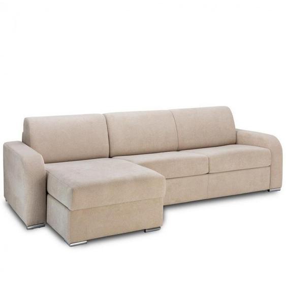 Canapé dangle fixe réversible 275 cm SOFIA méridienne coffre accoudoirs arrondis enjoy beige