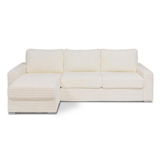 Canapé dangle fixe réversible BILBAO 276 cm méridienne coffre velours ambience ivoire