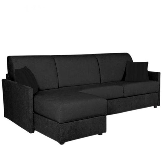Canapé dangle fixe réversible SUN 252 cm méridienne coffre accoudoirs fins astra velours structuré noir