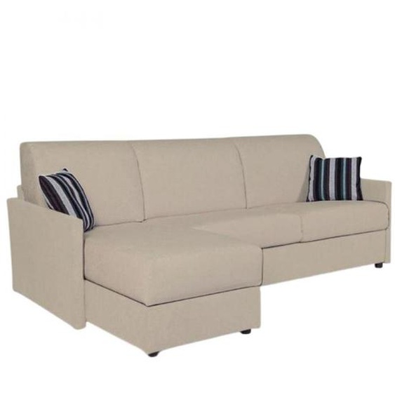 Canapé dangle fixe réversible SUN 252 cm méridienne coffre accoudoirs fins velours amore beige