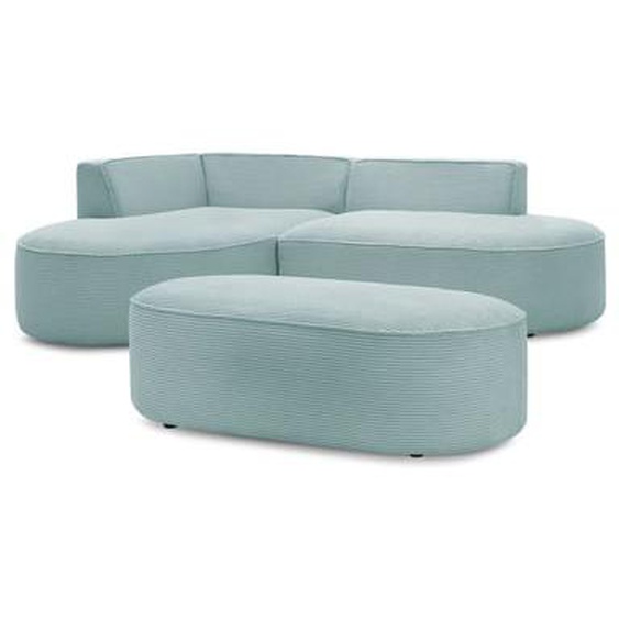 Canapé dangle fixe ROUSSEAU velours côtelé avec pouf