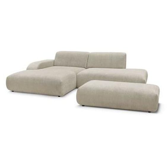 Canapé dangle fixe SIRIUS tissu texturé avec grand pouf