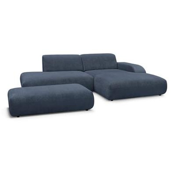 Canapé dangle fixe SIRIUS tissu texturé avec grand pouf