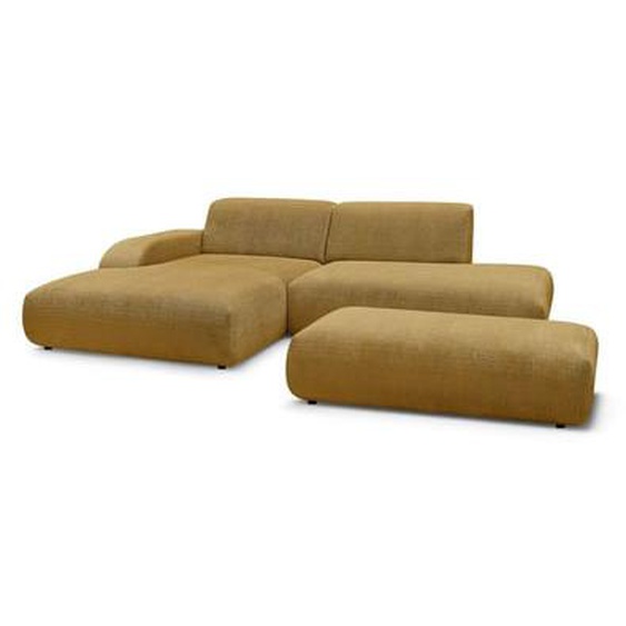 Canapé dangle fixe SIRIUS tissu texturé avec grand pouf