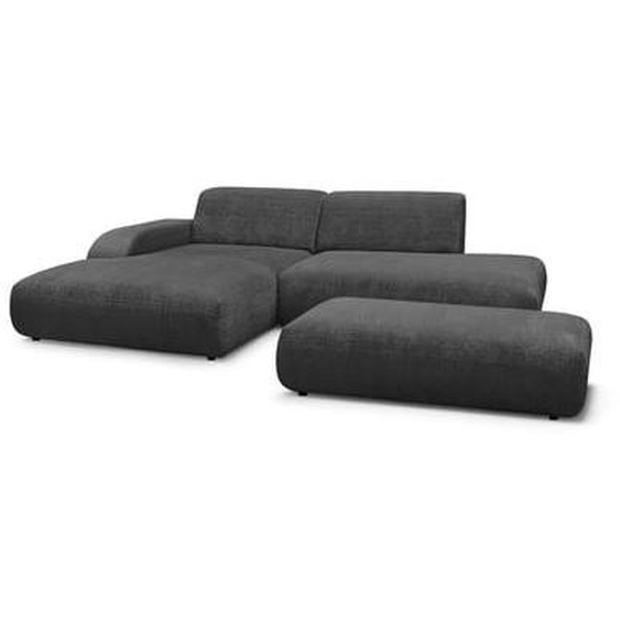 Canapé dangle fixe SIRIUS tissu texturé avec grand pouf