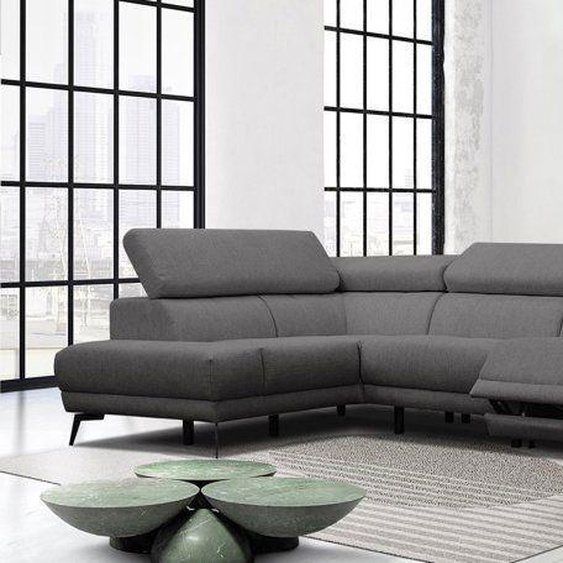 Canapé dangle gauche 4 places avec relax électrique tissu gris foncé - Matera - Industriel - Loft