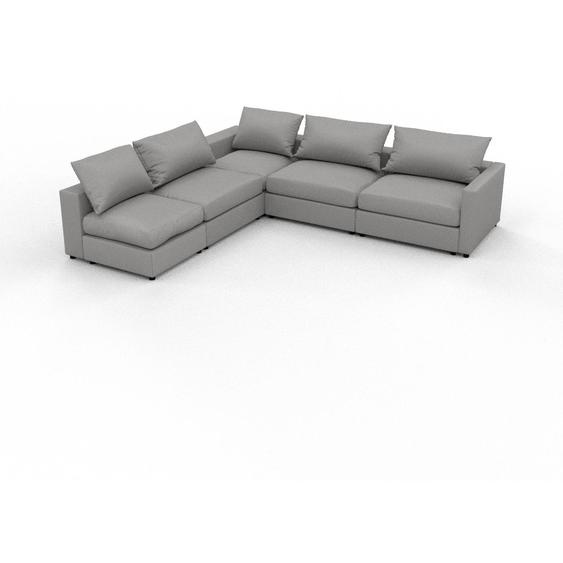 Canapé dangle - Gris Clair, design arrondi, canapé en L ou angle, confortable avec méridienne ou coin - 318 x 62 x 282 cm, modulable