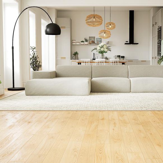 Canapé dangle - Gris Clair, design arrondi, canapé en L ou angle, confortable avec méridienne ou coin - 396 x 72 x 168 cm, modulable