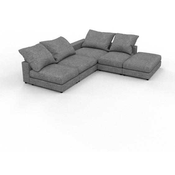Canapé dangle - Gris Pierre, design arrondi, canapé en L ou angle, confortable avec méridienne ou coin - 282 x 91 x 306 cm, modulable