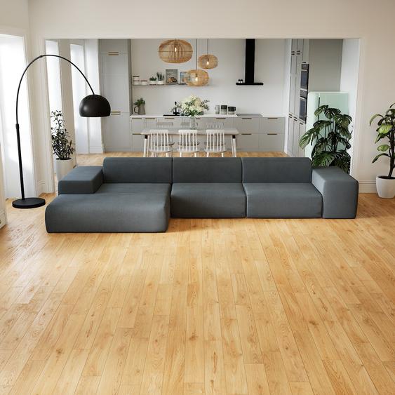 Canapé dangle - Gris Pierre, design arrondi, canapé en L ou angle, confortable avec méridienne ou coin - 396 x 72 x 168 cm, modulable